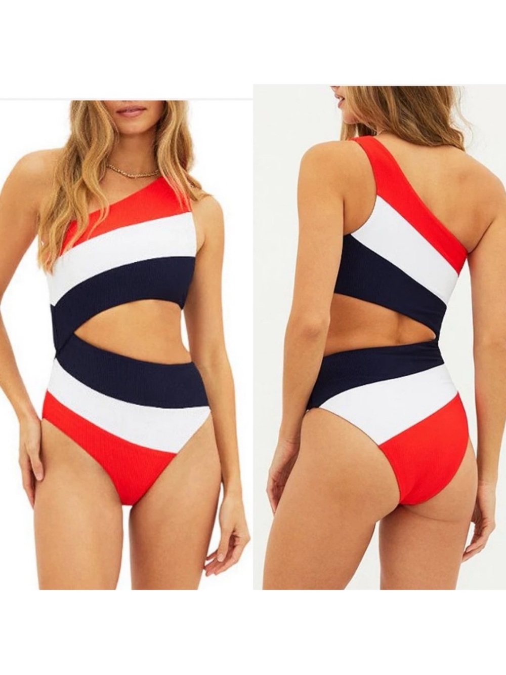 Beach Riot Joyce Colorblock One Shoulder One Piece Swimsuit